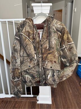 Vintage Russell Outdoors Camouflage Hooded Jacket Bomber Coat Size Medium Men’s